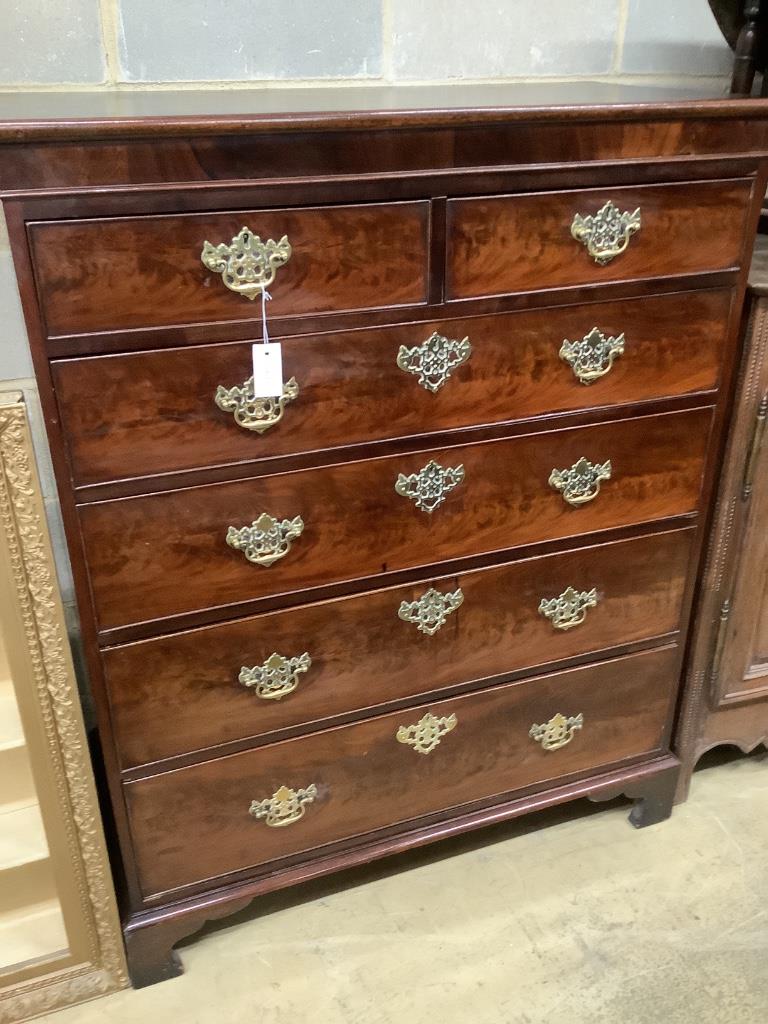 A George III mahogany six drawer chest, width 106cm depth 50cm height 135cm